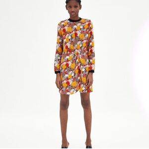 Zara Orange Black Bishop Sleeve Dress